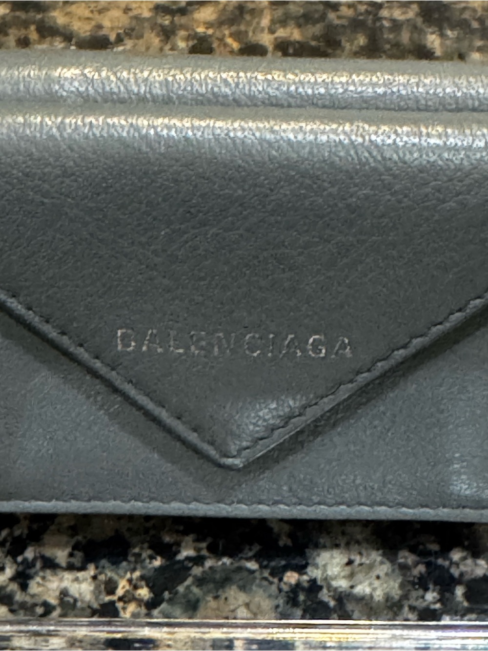 Balenciaga Dark Gray Papier Mini Leather Envelope Compact Wallet - Picture 8 of 8